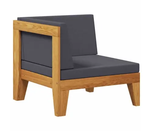 Stūra Dīvāns Ar Tumši Pelēkiem Matračiem, Akācijas Masīvkoks Vidaxl