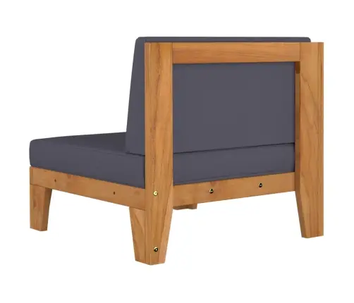 Stūra Dīvāns Ar Tumši Pelēkiem Matračiem, Akācijas Masīvkoks Vidaxl