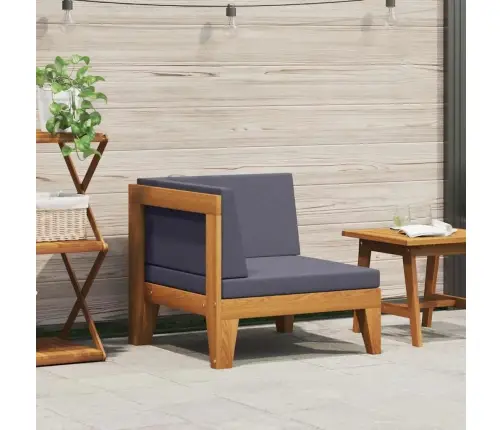 Stūra Dīvāns Ar Tumši Pelēkiem Matračiem, Akācijas Masīvkoks Vidaxl