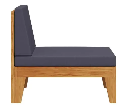 Vidējais Dīvāns Ar Tumši Pelēkiem Matračiem, Akācijas Koks Vidaxl