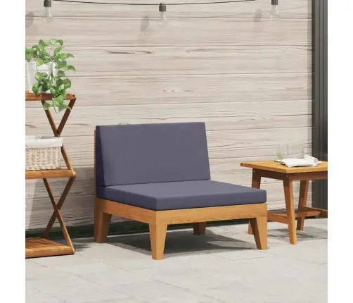 Vidējais Dīvāns Ar Tumši Pelēkiem Matračiem, Akācijas Koks Vidaxl