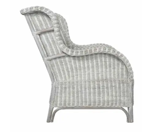 Dīvāns Ar Matraci, Pelēks, Dabīga Rotangpalma Un Lins Vidaxl