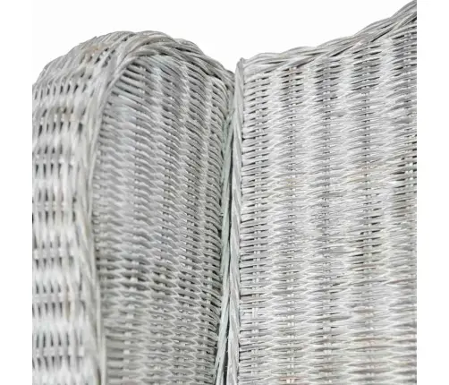 Dīvāns Ar Matraci, Pelēks, Dabīga Rotangpalma Un Lins Vidaxl