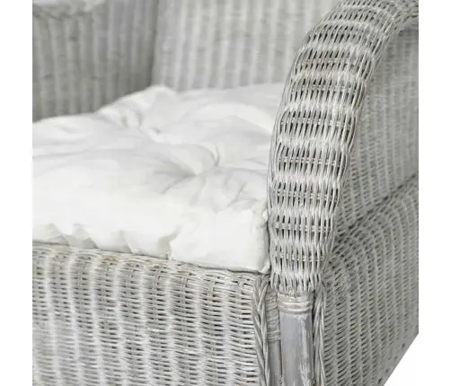Dīvāns Ar Matraci, Pelēks, Dabīga Rotangpalma Un Lins Vidaxl
