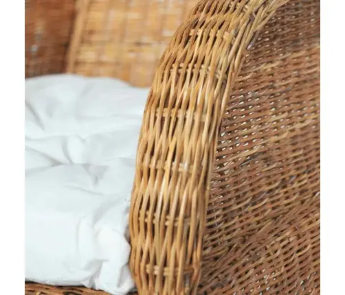 Dīvāns Ar Matraci, Gaiši Brūns, Dabīga Rotangpalma Un Lins Vidaxl