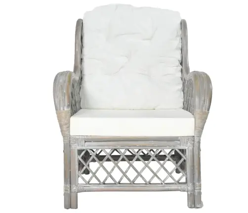 Dīvāns Ar Matraci, Pelēks, Dabīga Rotangpalma Un Lins Vidaxl