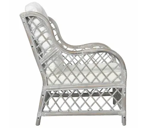 Dīvāns Ar Matraci, Pelēks, Dabīga Rotangpalma Un Lins Vidaxl