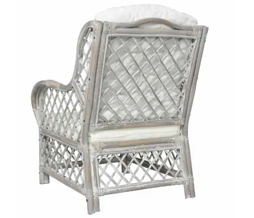 Dīvāns Ar Matraci, Pelēks, Dabīga Rotangpalma Un Lins Vidaxl