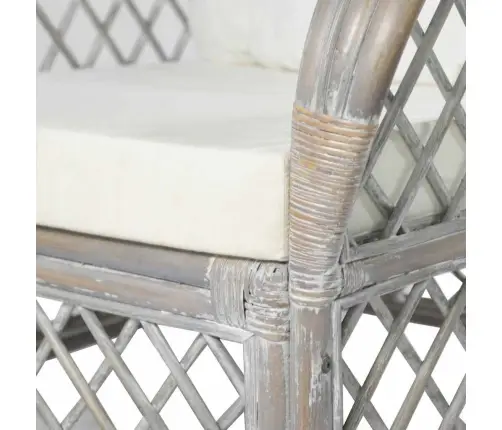 Dīvāns Ar Matraci, Pelēks, Dabīga Rotangpalma Un Lins Vidaxl