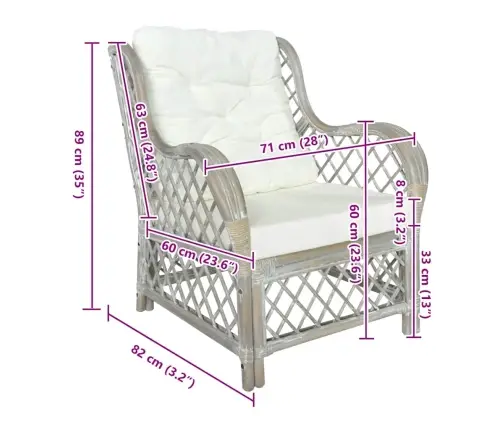 Dīvāns Ar Matraci, Pelēks, Dabīga Rotangpalma Un Lins Vidaxl