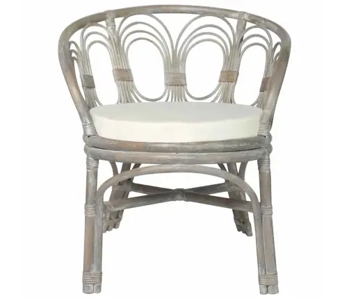 Virtuves Krēsls Ar Matraci, Pelēks, Dabīga Rotangpalma Un Lins Vidaxl