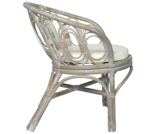 Virtuves Krēsls Ar Matraci, Pelēks, Dabīga Rotangpalma Un Lins Vidaxl