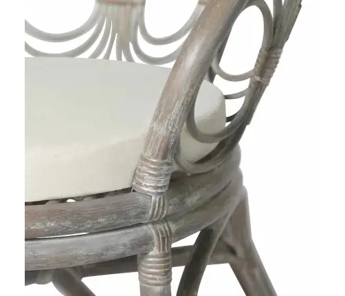 Virtuves Krēsls Ar Matraci, Pelēks, Dabīga Rotangpalma Un Lins Vidaxl