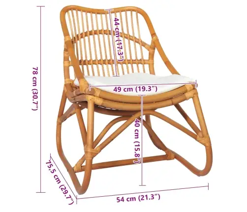 Kėdė, Šviesiai Rudos Spalvos, Ratanas Ir Linas