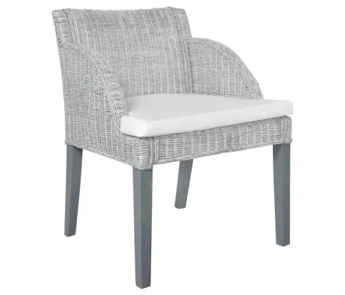 Virtuves Krēsli Ar Spilveniem, 2 Gb., Pelēka Dabīgā Rotangpalma Vidaxl Virtuves Krēsli Ar Spilveniem, 2 Gb., Pelēka Dabīgā Rotangpalma Vidaxl