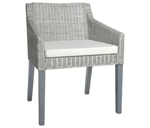 Söögitoolid Istmepatjadega 2 Tk, Hall, Naturaalne Rotang