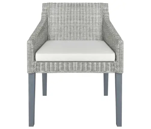 Söögitoolid Istmepatjadega 2 Tk, Hall, Naturaalne Rotang