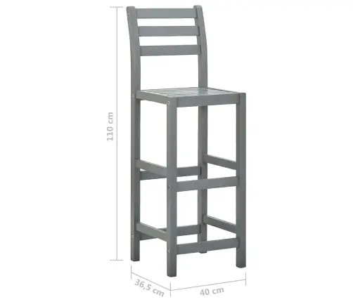 Baro Taburetės, 4Vnt., Pilkos, Akacijos Medienos Masyvas