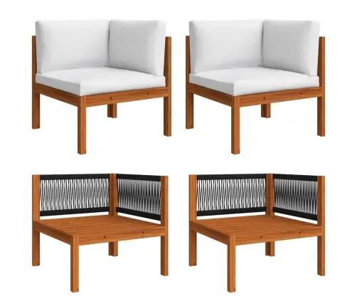 Dārza Stūra Dīvāni, 2 Gab., Ar Spilveniem, Akācijas Koks Un Virve Vidaxl