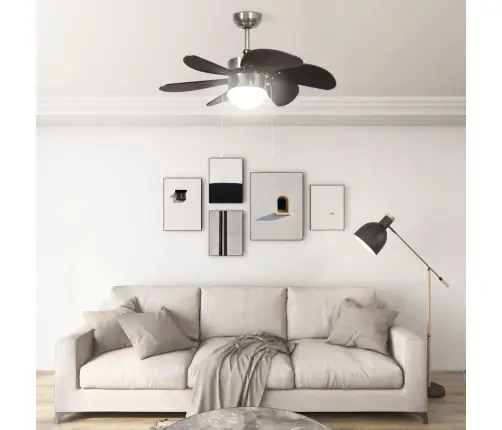 Griestu Ventilators Ar Lampu, 76 Cm, Tumši Brūns Vidaxl