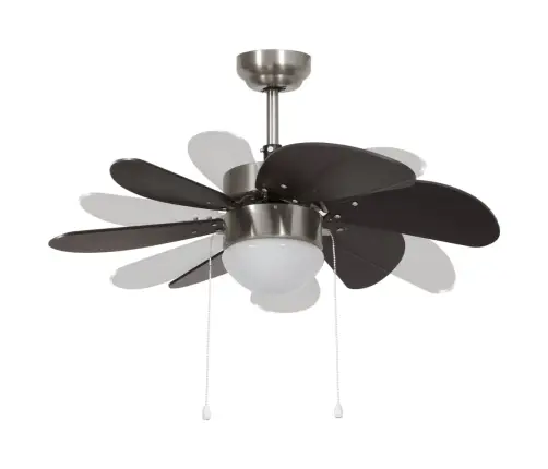 Griestu Ventilators Ar Lampu, 76 Cm, Tumši Brūns Vidaxl