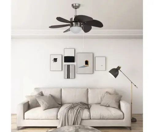 Griestu Ventilators Ar Lampu, 76 Cm, Tumši Brūns Vidaxl