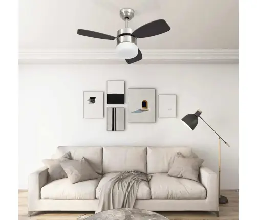 Laeventilaator Valgustuse Ja Puldiga, 76 cm Tumepruun