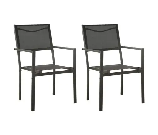 Dārza Krēsli, 2 Gab., Antracītpelēks Tērauds, Melns Tekstilēns Vidaxl