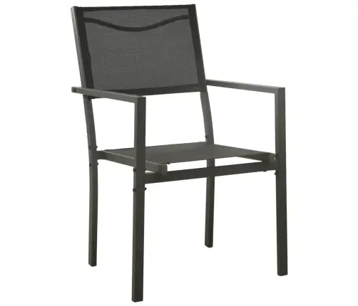 Dārza Krēsli, 4 Gab., Antracītpelēks Tērauds, Melns Tekstilēns Vidaxl