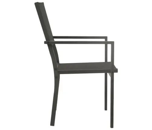 Dārza Krēsli, 4 Gab., Antracītpelēks Tērauds, Melns Tekstilēns Vidaxl