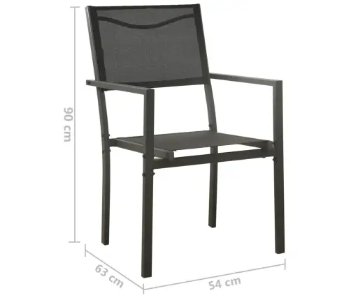 Dārza Krēsli, 4 Gab., Antracītpelēks Tērauds, Melns Tekstilēns Vidaxl