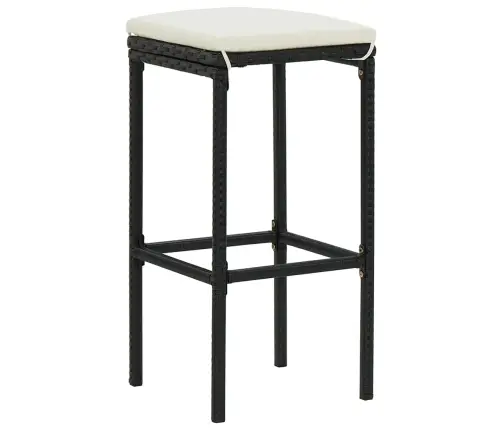 Bāra Krēsli Ar Matračiem, 3 Gab., Melna Pe Rotangpalma Vidaxl