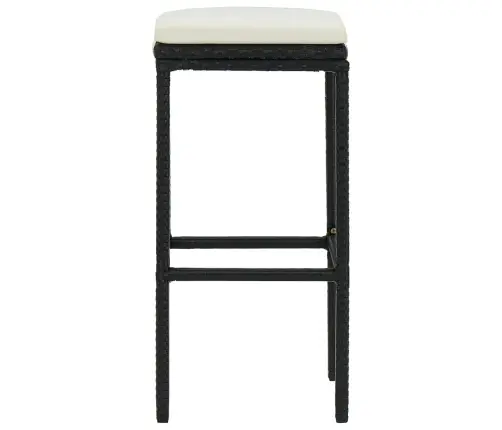 Bāra Krēsli Ar Matračiem, 3 Gab., Melna Pe Rotangpalma Vidaxl