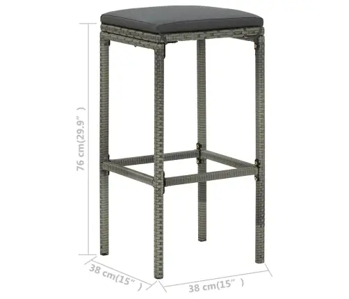 Bāra Krēsli Ar Matračiem, 4 Gab., Pelēka Pe Rotangpalma Vidaxl