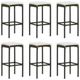 Bāra Krēsli Ar Matračiem, 6 Gab., Brūna Pe Rotangpalma Vidaxl