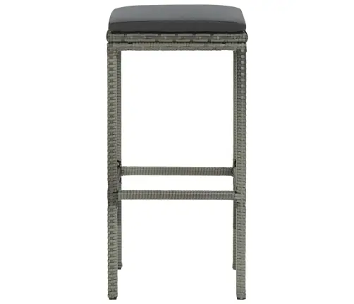 Baro Taburetės Su Pagalvėlėmis, 6Vnt., Pilkos, Poliratanas