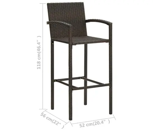 Bāra Krēsli, 2 Gab., Brūna Pe Rotangpalma Vidaxl