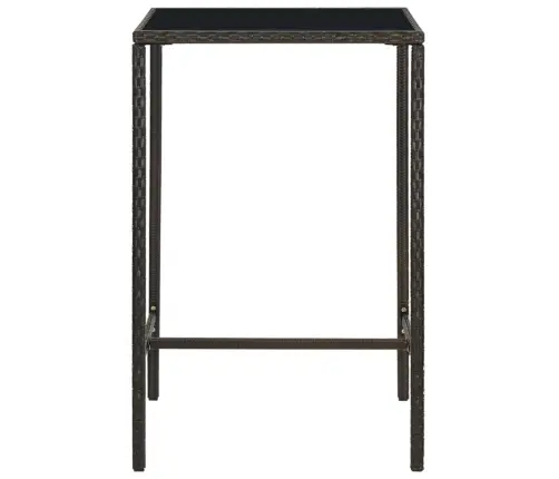 Sodo Baro Stalas, Rudas, 70X70X110cm Poliratanas Ir Stiklas