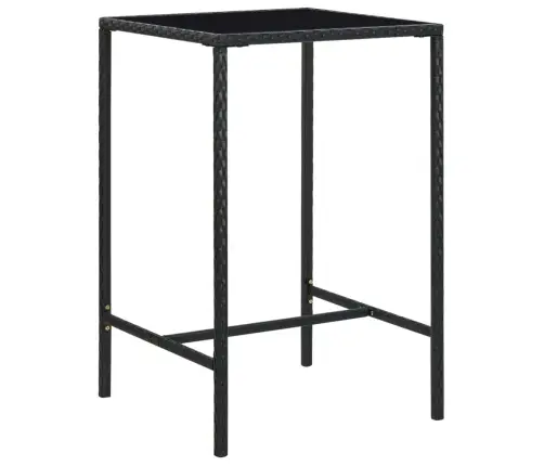 Sodo Baro Stalas, Juodas, 70X70X110cm Poliratanas Ir Stiklas