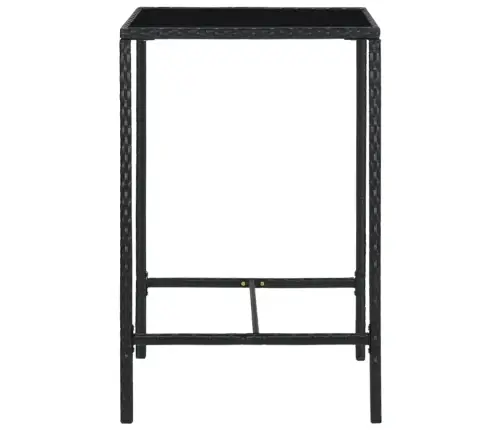 Sodo Baro Stalas, Juodas, 70X70X110cm Poliratanas Ir Stiklas