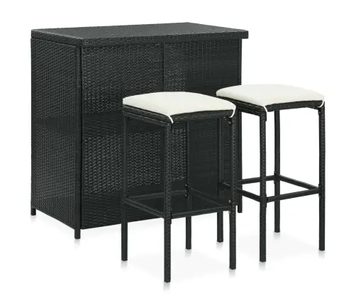 3-Osaline Baarikomplekt, Polürotang, Must