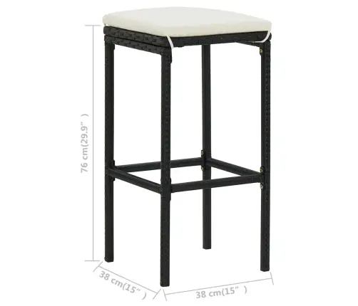 3-Osaline Baarikomplekt, Polürotang, Must