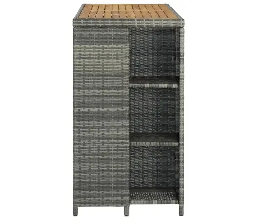 Bāra Galds Ar Plauktiem, 120X60X110 Cm, Pelēka Pe Rotangpalma Vidaxl