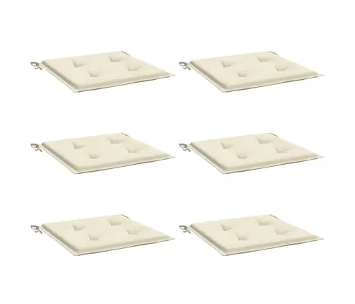 Dārza Krēslu Spilveni, 6 Gab., Krēmkrāsas, 40X40X4 Cm, Audums Vidaxl