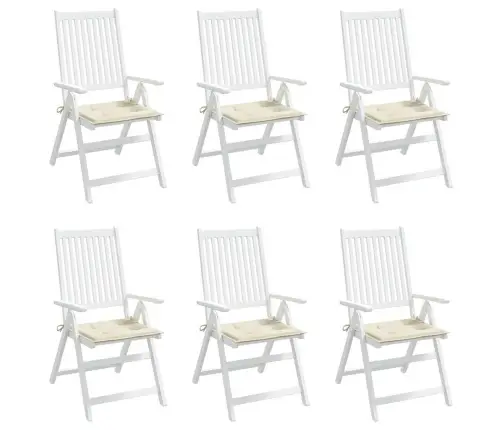 Dārza Krēslu Spilveni, 6 Gab., Krēmkrāsas, 40X40X4 Cm, Audums Vidaxl