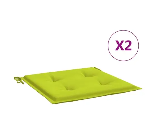 Dārza Krēslu Spilveni, 2 Gab., Spilgti Zaļi, 40X40X3 Cm, Audums Vidaxl