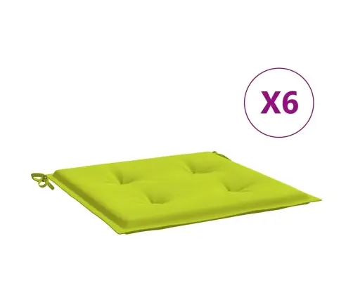 Dārza Krēslu Spilveni, 6 Gab., Spilgti Zaļi, 40X40X4 Cm, Audums Vidaxl