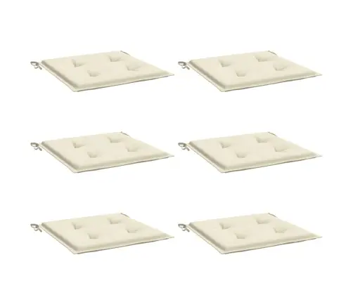 Dārza Krēslu Spilveni, 6 Gab., Krēmkrāsas, 50X50X3 Cm, Audums Vidaxl