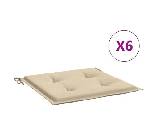 Dārza Krēslu Spilveni, 6 Gab., Bēši, 50X50X4 Cm, Audums Vidaxl