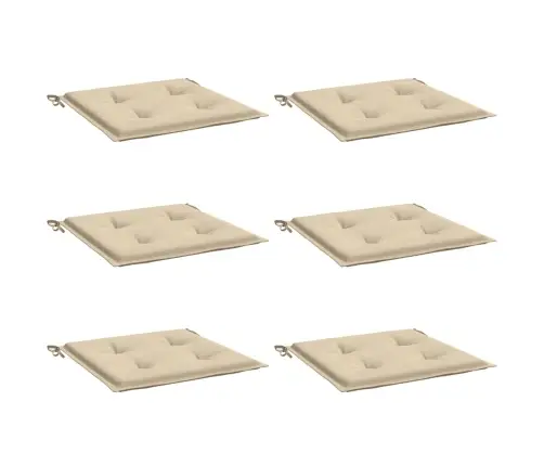 Dārza Krēslu Spilveni, 6 Gab., Bēši, 50X50X4 Cm, Audums Vidaxl